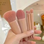 5Pcs Travel Size Makeup Brush Set with Mirror, Mini Portable Cosmetic Brush Kit ... - Image 3