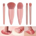 5Pcs Travel Size Makeup Brush Set with Mirror, Mini Portable Cosmetic Brush Kit ... - Image 6
