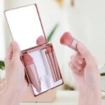 5Pcs Travel Size Makeup Brush Set with Mirror, Mini Portable Cosmetic Brush Kit ... - Image 7