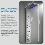 ELLO&ALLO Stainless Steel Shower Panel Tower System,LED Rainfall Waterfall Showe... - Image 3