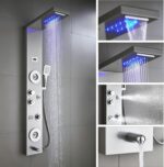 ELLO&ALLO Stainless Steel Shower Panel Tower System,LED Rainfall Waterfall Showe... - Image 5