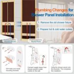 ELLO&ALLO Stainless Steel Shower Panel Tower System,LED Rainfall Waterfall Showe... - Image 6
