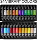 Complete Acrylic Paint Set – 24х Rich Pigment Colors – 12x Art Brushes with Bonu... - Image 4