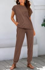 BTFBM Women's Two Piece Tracksuit Outfits Summer Short Sleeve Tops Long Pants Jo... - Image 3