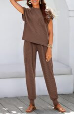 BTFBM Women's Two Piece Tracksuit Outfits Summer Short Sleeve Tops Long Pants Jo... - Image 4