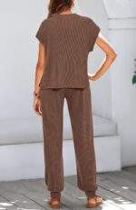 BTFBM Women's Two Piece Tracksuit Outfits Summer Short Sleeve Tops Long Pants Jo... - Image 6
