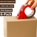 CHUANGSEED 6-Pack Brown Packing Tape with Dispenser-2.7mil x 1.88" x 55Y Heavy D... - Image 3