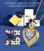Beam & Bask 2-3 Ct Moissanite Double Heart Pendant Necklaces for Wife, 18K Gold ... - Image 4