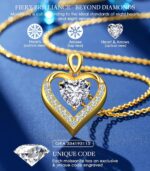 Beam & Bask 2-3 Ct Moissanite Double Heart Pendant Necklaces for Wife, 18K Gold ... - Image 6