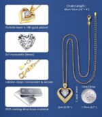 Beam & Bask 2-3 Ct Moissanite Double Heart Pendant Necklaces for Wife, 18K Gold ... - Image 7