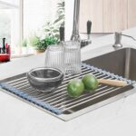 Seropy Roll Up Dish Drying Rack, Over the Sink Dish Drying Rack Kitchen Rolling ... - Image 3
