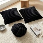 Tegeme Set of 3 Knot Pillow Ball and 18" Throw Pillowcases Fuzzy Striped, Soft K... - Image 5