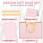 woric Pink Gift Bags with Handles, 14" Medium Gift Bags with Tissue Paper, 2 Pcs... - Image 3