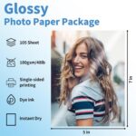 5x7 Glossy Photo Paper, 105 Sheets Picture Paper for Inkjet Printer, Instant Dry... - Image 3