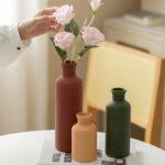 Modern Ceramic Vase Set of 3, Neutral Colors, Decorative Bottles for Home, Farmh... - Image 3