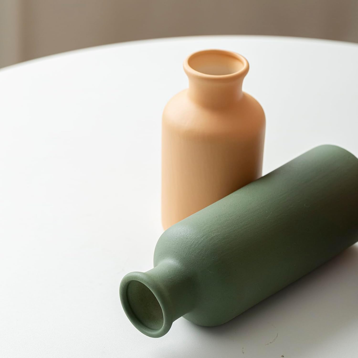 Modern Ceramic Vase Set of 3, Neutral Colors, Decorative Bottles for Home, Farmh... - Image 7