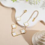 AIPPK 18K Gold Plated Clover Lucky Bracelet for Women White/Black/Red/Green Flow... - Image 6