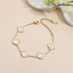 AIPPK 18K Gold Plated Clover Lucky Bracelet for Women White/Black/Red/Green Flow... - Image 7
