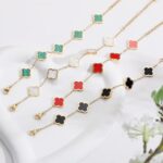 AIPPK 18K Gold Plated Clover Lucky Bracelet for Women White/Black/Red/Green Flow... - Image 8