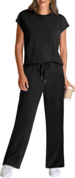 WIHOLL 2 Piece Sets for Women Casual Summer Travel Vacation Outfits Cap Sleeve L... - Image 3