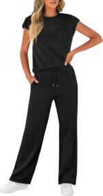 WIHOLL 2 Piece Sets for Women Casual Summer Travel Vacation Outfits Cap Sleeve L... - Image 4