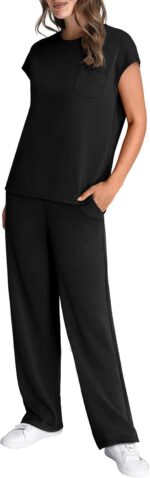 WIHOLL 2 Piece Sets for Women Casual Summer Travel Vacation Outfits Cap Sleeve L... - Image 5