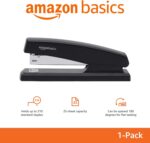 Amazon Basics Office Stapler with 1000 Staples, 25 Sheet Capacity, Non-Slip, Bla... - Image 3