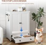 Dog Feeding Station with Storage, Metal Dog Food Storage Cabinet with 2 Elevated... - Image 4