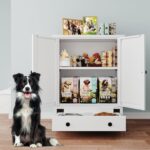 Dog Feeding Station with Storage, Metal Dog Food Storage Cabinet with 2 Elevated... - Image 8