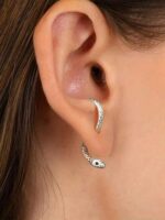 Snake Earrings for Women, Curved Serpent Hoop Earring for Women,Trendy Snake Sha... - Image 5