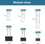 Assorted Size Binder Clips & Jumbo Paper Clips Set - 340pcs Black, Large for Off... - Image 3