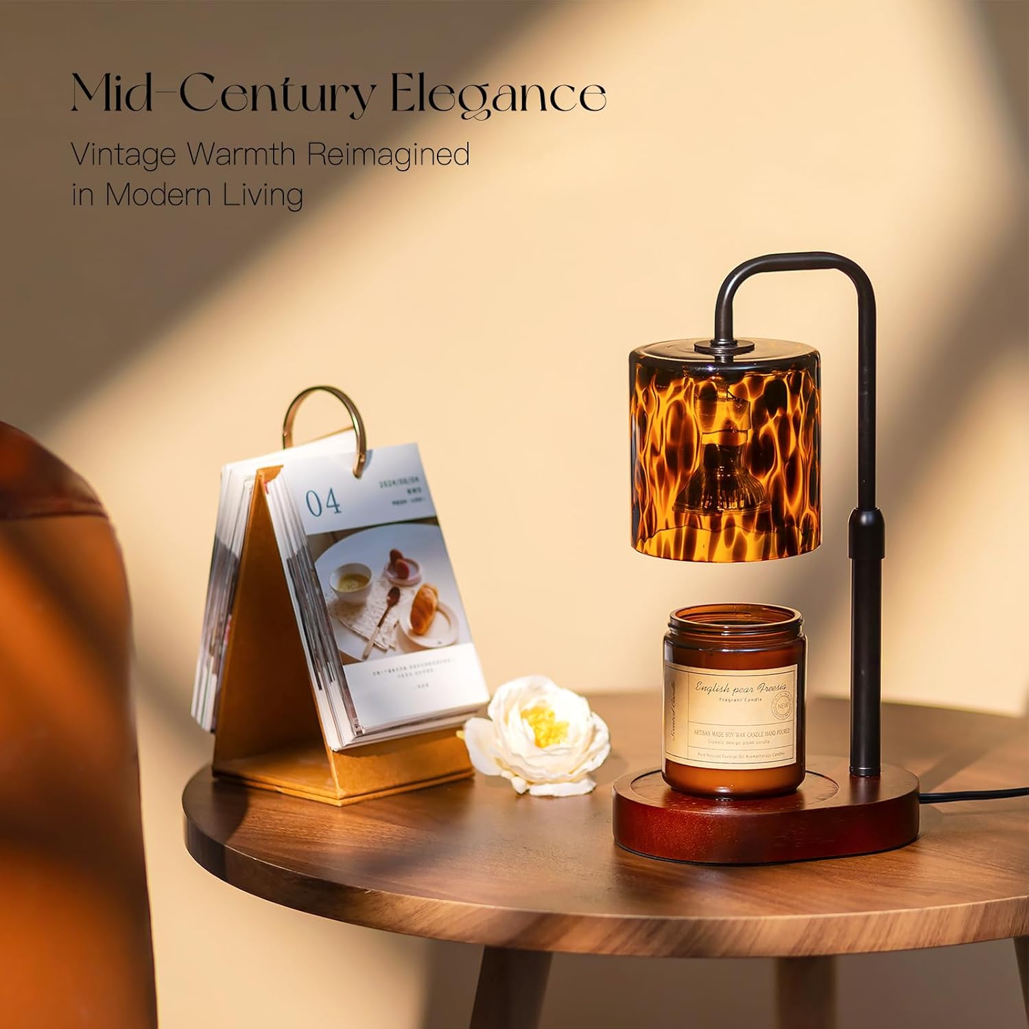 Candeldo Tortoise Shell Home Decor: Black Candle Warmer Lamp with Timer Vintage ... - Image 3