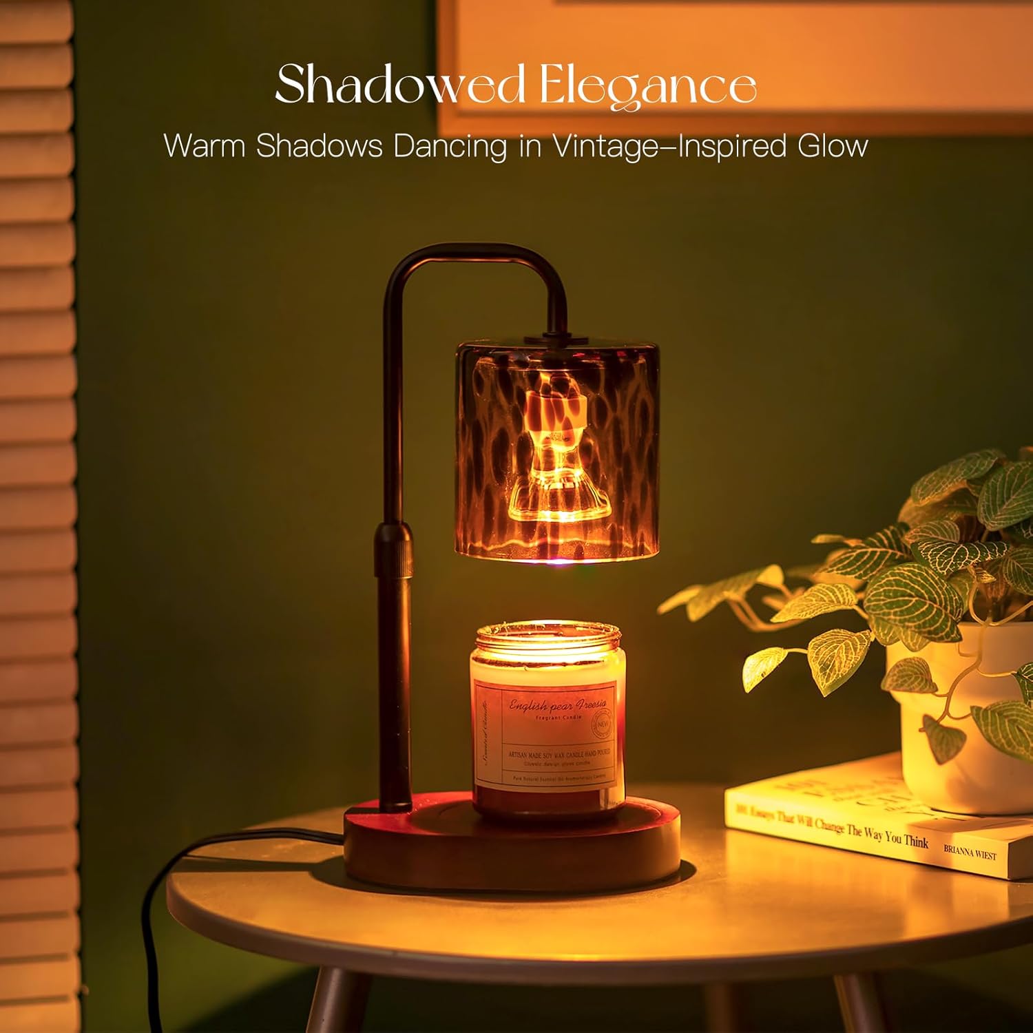 Candeldo Tortoise Shell Home Decor: Black Candle Warmer Lamp with Timer Vintage ... - Image 4