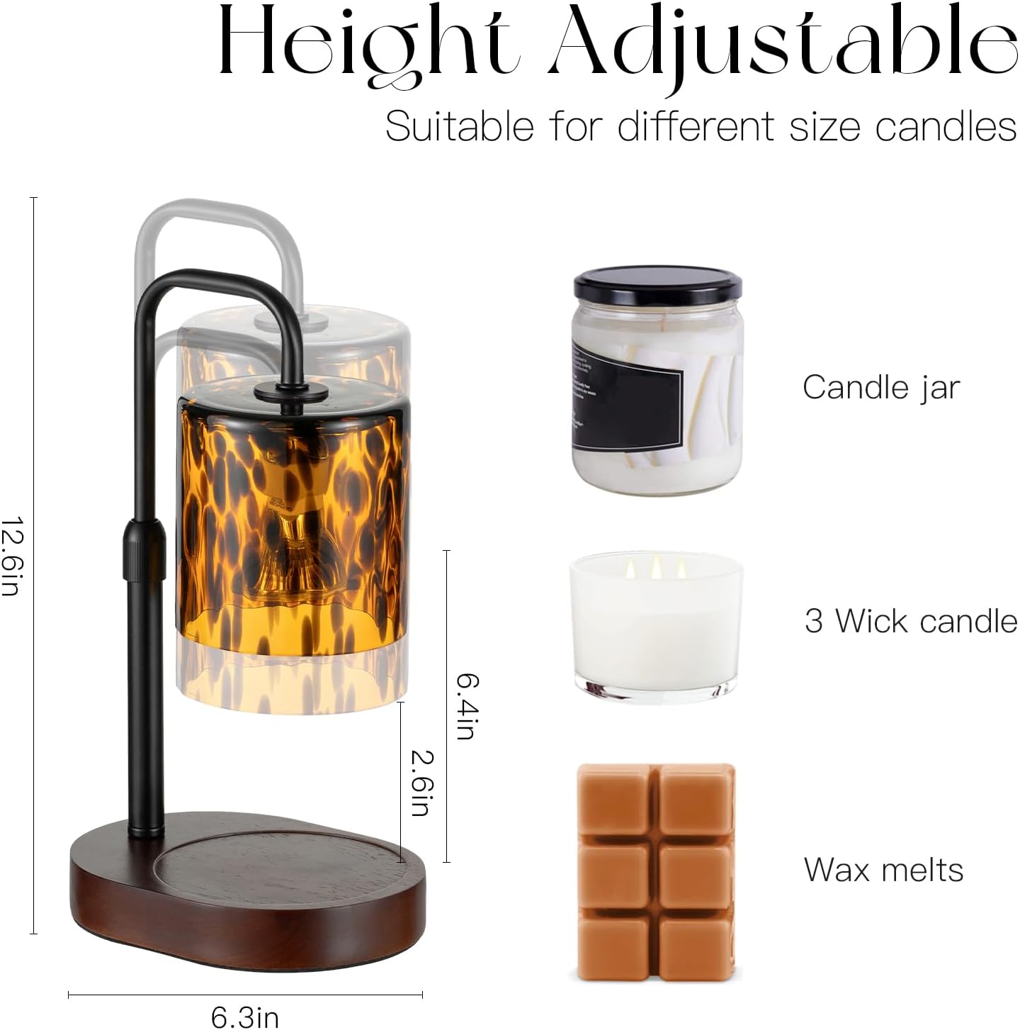 Candeldo Tortoise Shell Home Decor: Black Candle Warmer Lamp with Timer Vintage ... - Image 9