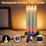 GenSwin Rechargeable Flameless Taper Candles with Charging Base, 6 Pack LED Cand... - Image 4