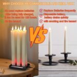 GenSwin Rechargeable Flameless Taper Candles with Charging Base, 6 Pack LED Cand... - Image 5
