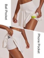 PINSPARK Womens Tennis Skirt Pleated Athletic Skirts with Pockets Shorts High Wa... - Image 5