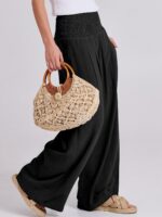 ANRABESS Women Linen Palazzo Pants Summer Boho Wide Leg High Waist Casual Lounge... - Image 5