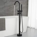 Freestanding Tub Filler Bathtub Faucet Black Floor Mount Brass Bathroom Faucets ... - Image 4