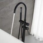 Freestanding Tub Filler Bathtub Faucet Black Floor Mount Brass Bathroom Faucets ... - Image 5