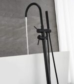 Freestanding Tub Filler Bathtub Faucet Black Floor Mount Brass Bathroom Faucets ... - Image 8