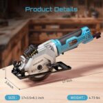 Seesii Mini Circular Saw with Laser Guide,4.8A 4000 RPM Compact Corded Circular ... - Image 8