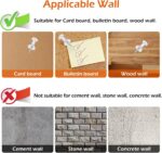 200 Pcs Push Pins Tacks, Thumb Tacks for Wall, Clear Plastic Head, Steel Point, ... - Image 5