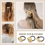 3PCS Gold Hair Ties, Metal Hair Ties for Thick Hair, Elegant Durable Geometric D... - Image 7