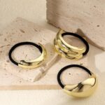 3PCS Gold Hair Ties, Metal Hair Ties for Thick Hair, Elegant Durable Geometric D... - Image 9