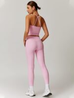 QBGJTD Womens Workout Sets Two Piece Cross Back Tank Top Matching High Waist Leg... - Image 4