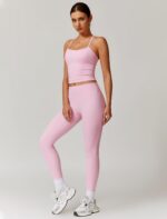QBGJTD Womens Workout Sets Two Piece Cross Back Tank Top Matching High Waist Leg... - Image 5