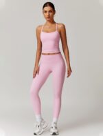 QBGJTD Womens Workout Sets Two Piece Cross Back Tank Top Matching High Waist Leg... - Image 6