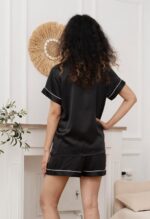WJing Yi Jia 5Pcs Womens Soft Satin Pajama Set XS-4XL Button-Down Silk Pajamas F... - Image 3