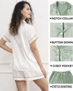 WJing Yi Jia 5Pcs Womens Soft Satin Pajama Set XS-4XL Button-Down Silk Pajamas F... - Image 5